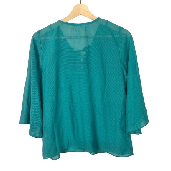 Everly Teal Blue Chiffon Bell Sleeve Blouse S - Picture 2 of 3
